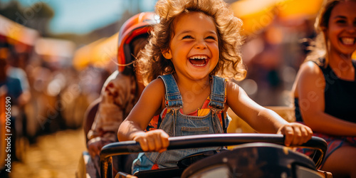 Children can experience real joy and excitement at the amusement park. Laughter fills the air as children enjoy exciting rides and entertainment. You can see wide smiles and happy faces everywhere