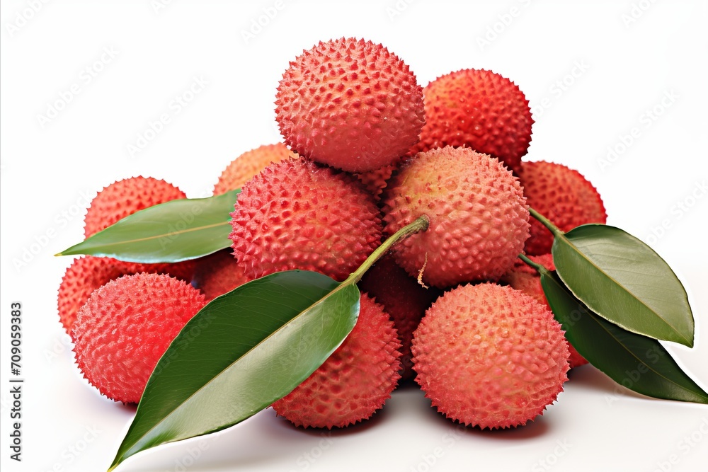 High quality image of fresh lychee fruit isolated on white background for advertising purposes High quality image of fresh lychee fruit isolated on white background for advertising purposes