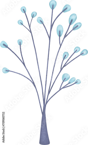 Winter tree Digital illustration Christmas and new year png clipart with transparent background Nature art