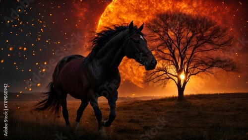 horse at sunset