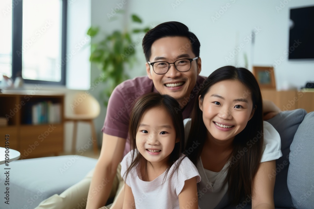 A happy family in the living room. A happy family in the living room.