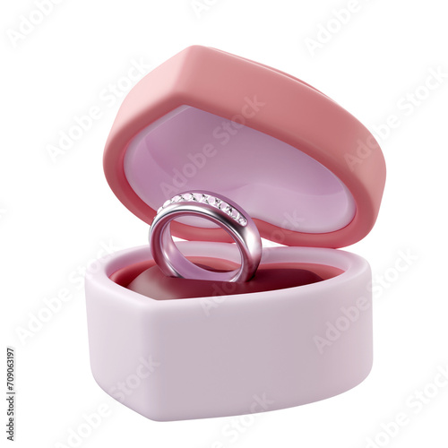 3d rendering of valentine's heart ring box icon
 (ID: 709063197)