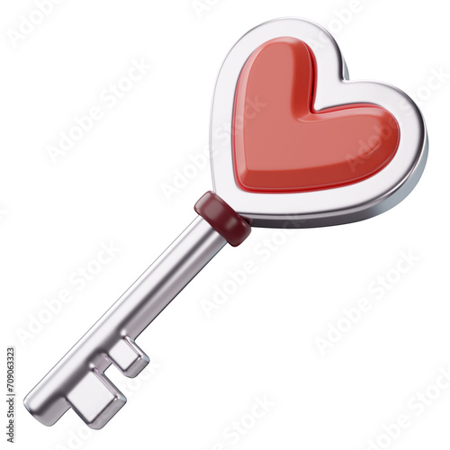 3d rendering of valentine's heart key icon
 (ID: 709063323)