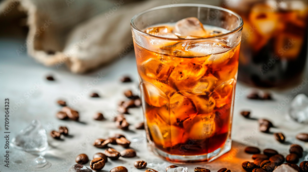 cold coffee with milk in a glass. Selective focus. cold coffee with milk in a glass. Selective focus.