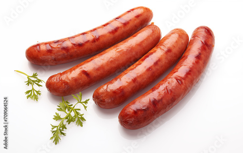 Tasty goodness sausages Isolated on White background Generated AI