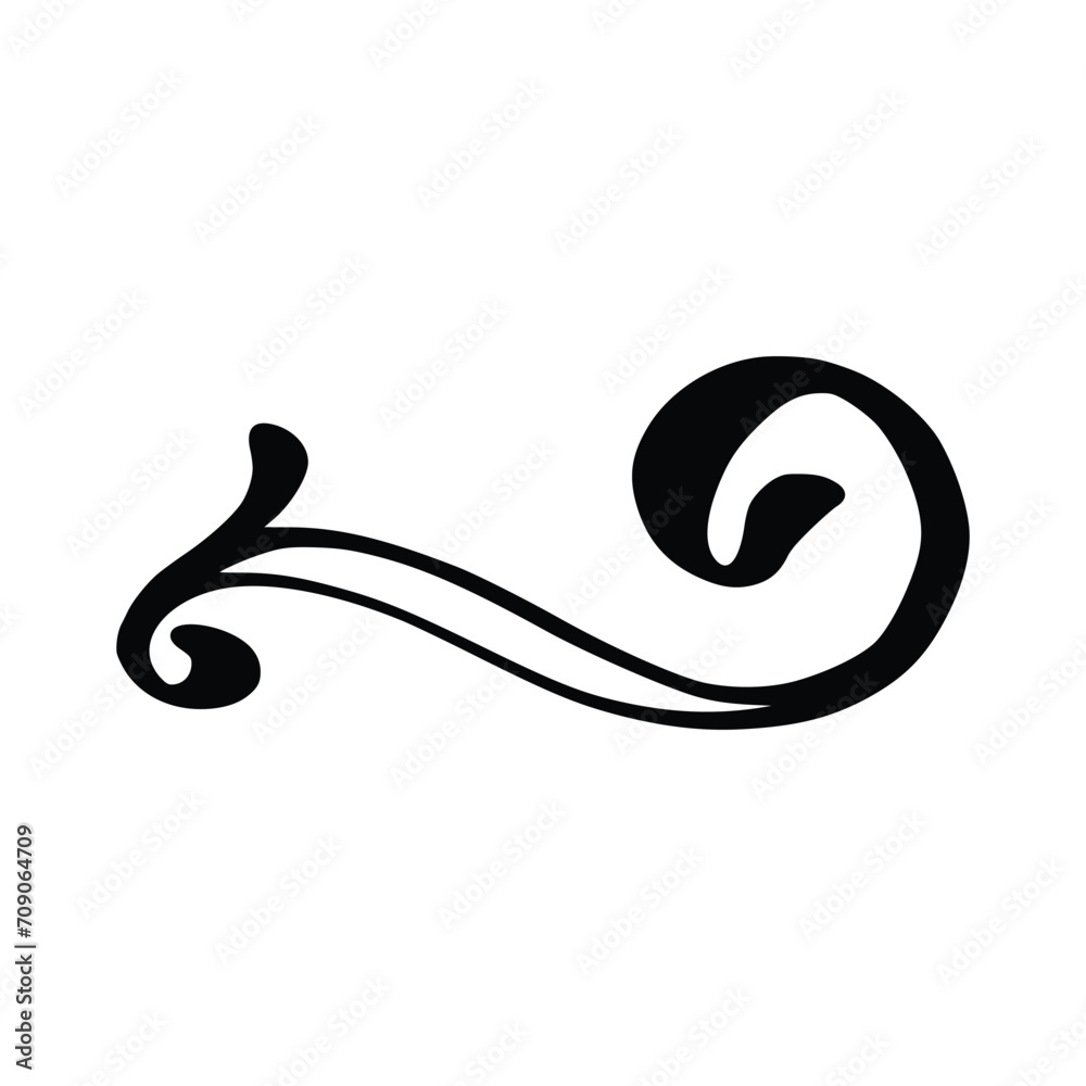 Abstract Sketch line element, swirl, decoration. Swirl ornament stroke. Ornamental curls, swirls divider and filigree ornaments vector illustration. Vector illustration