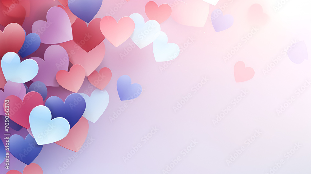 beautiful valentine background with hearts and romatic colors. Romantic backbround or wallpaper for valentine’s day