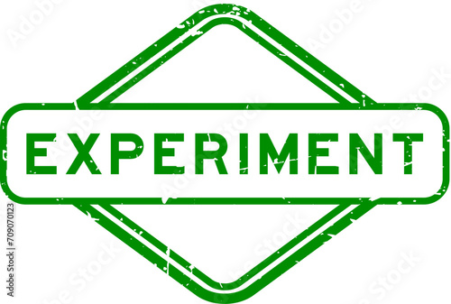 Grunge green experiment word rubber seal stamp on white background