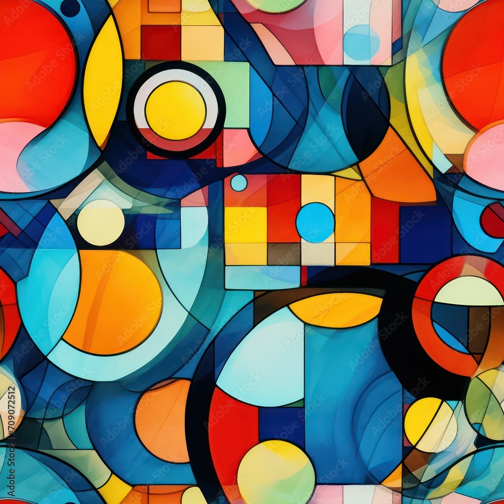 Fototapeta premium Seamless abstract multicolored retro shapes concept pattern background