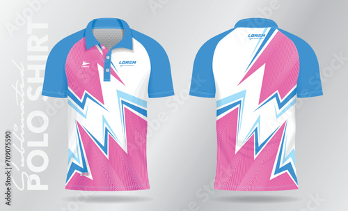 soft color blue and pink sublimation polo sport jersey template design