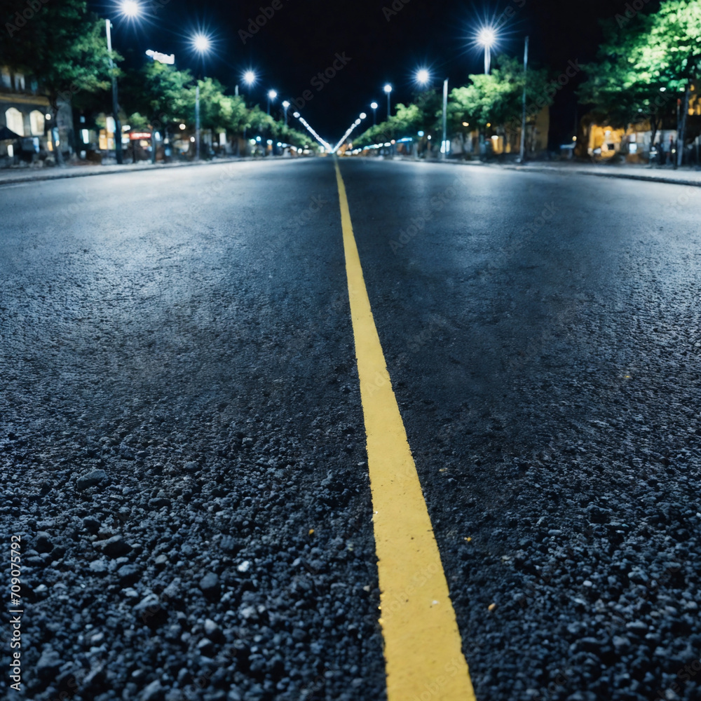 A street at night in focus 