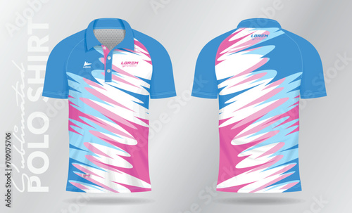 soft color blue and pink sublimation polo sport jersey template design