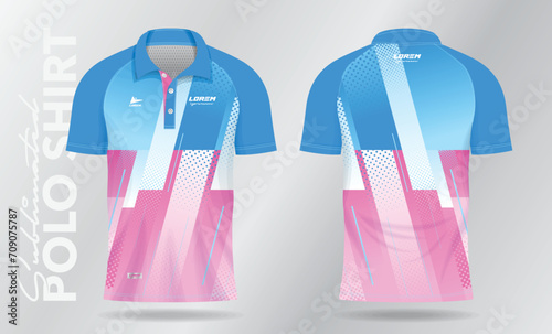 soft color blue and pink sublimation polo sport jersey template design