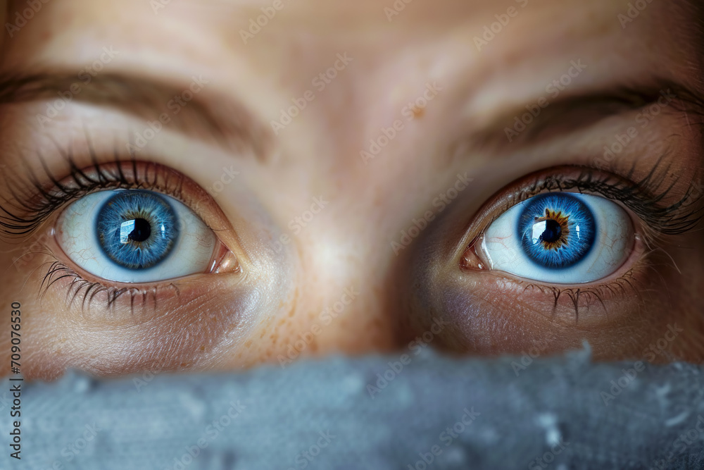 close-up of a woman eyes with a look of surprise