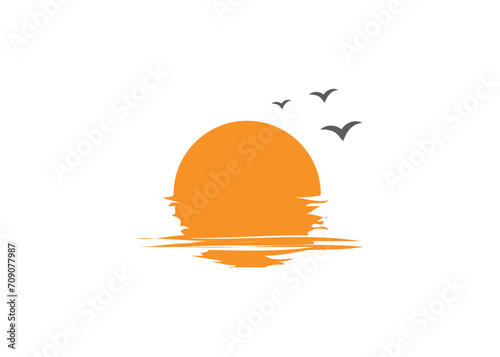 Minimalist Sunset logo design vector template
