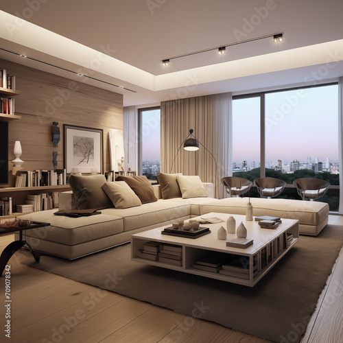 Simple Modern Apartment Living Room © Nadtochiy