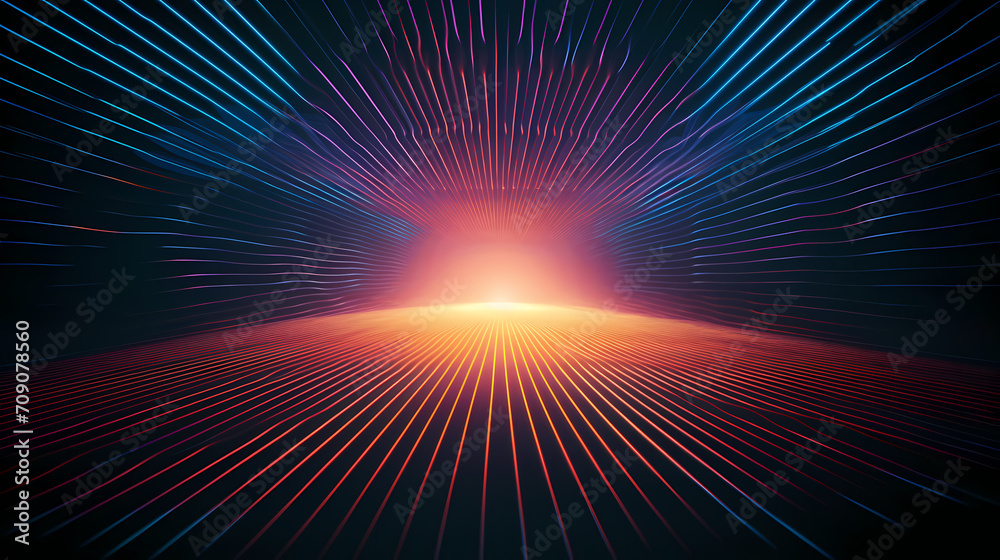 Fototapeta premium Abstract geometric lines background, technological lines background and light effects, 3D rendering