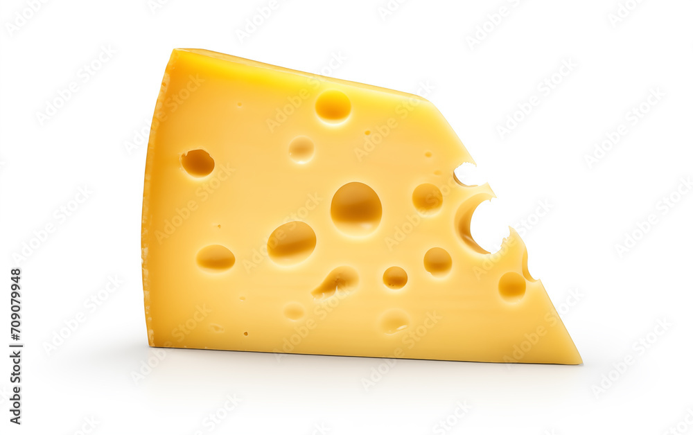 Tasty cheese pieces Isolated on White background Generated AI Tasty cheese pieces Isolated on White background Generated AI
