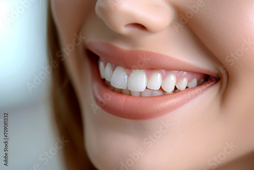 Girl with beautiful white teeth  oral hygene concept