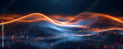 Abstract wave particle technology background design, big data communication technology science and technology concept illustration