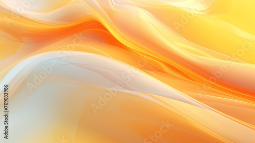 Vivid abstract background with flowing layers of yellow, orange, and white, resembling a warm, holographic film