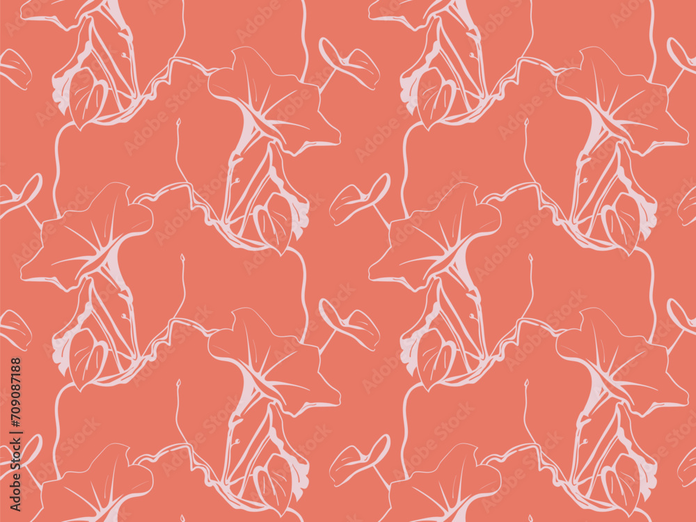 Fototapeta premium Floral pattern seamless vector background. Foliage and flower wallpaper design of nature.