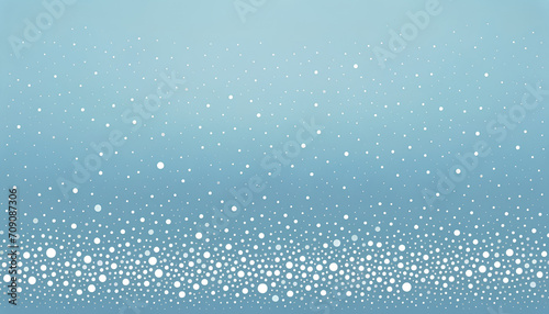 An illustration of a simple pattern of white dots of varying sizes scattered across a solid pastel blue background, resembling snow falling gently generative AI  photo
