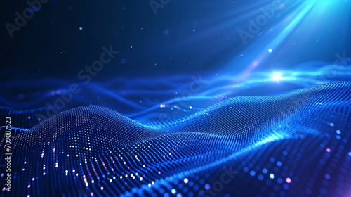 Abstract wave particle technology background design, big data communication technology science and technology concept illustration