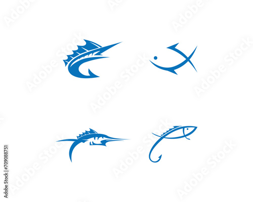 Marlin jump fish logo and symbols icon 