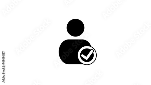 face id scanner logo with check mark. flat style trend simple logotype graphic design isolated on white background. 