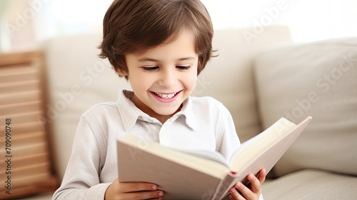 little child reading a book