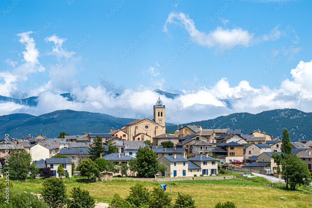 Commune of Les Angles in the French Pyrenees in summer