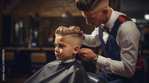 barber makes a hair salon photo