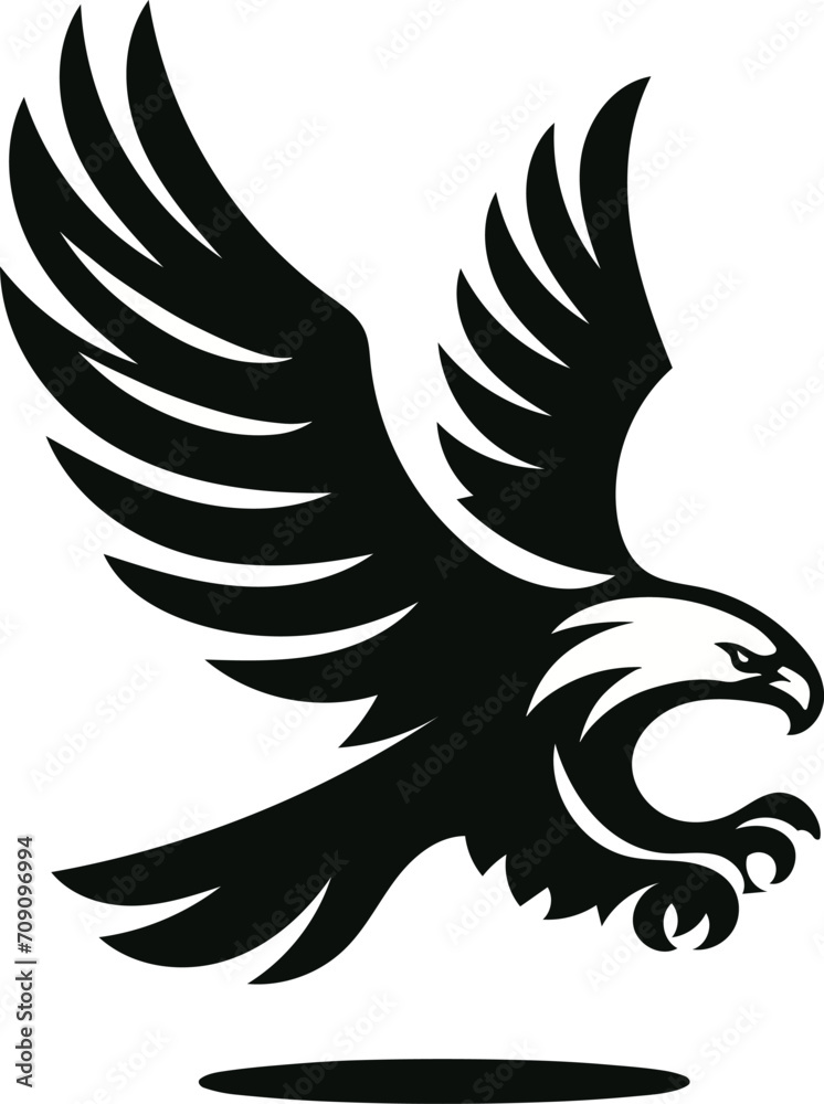 Obraz premium Flying Eagle Silhouette Illustration Vector