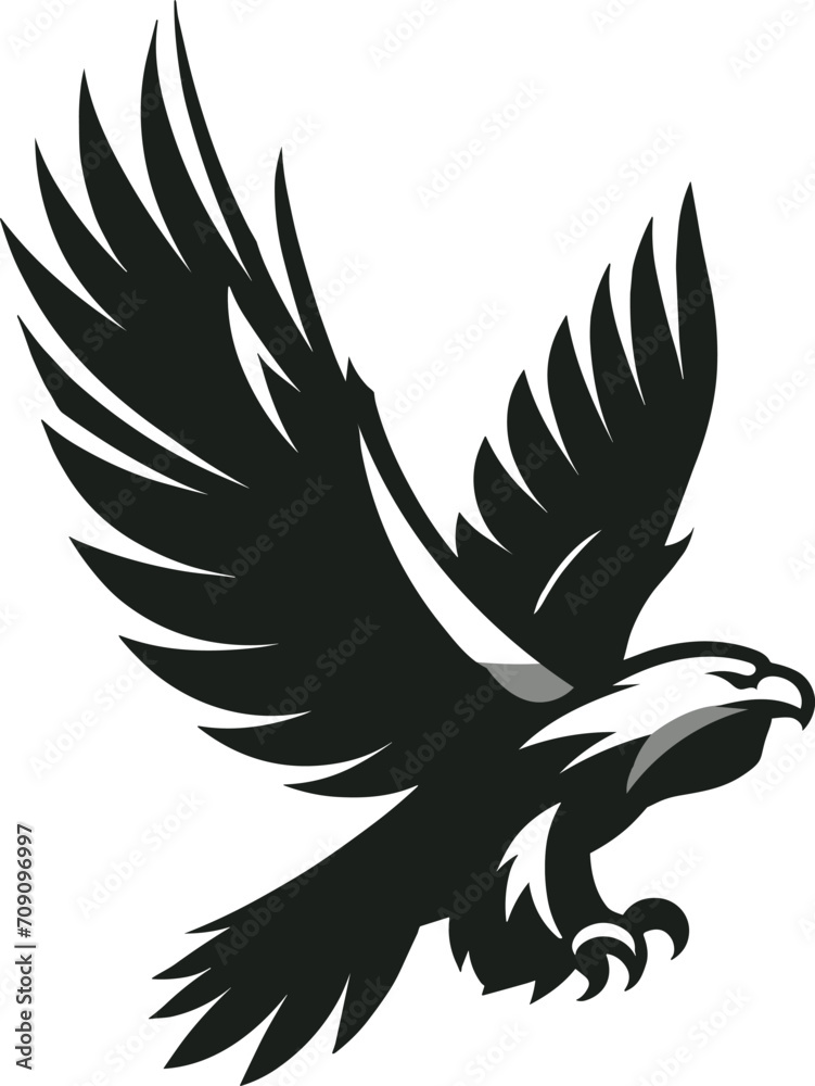 Obraz premium Flying Eagle Silhouette Illustration Vector
