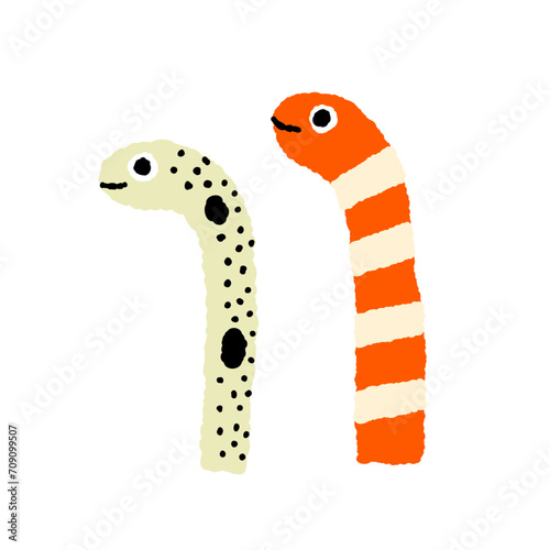 チンアナゴとニシキアナゴの手描きイラスト