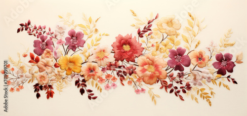 Romantic Floral Bouquet: A Beautiful Vintage Watercolor Illustration of Pink Blossoms in a Botanical Garden © VICHIZH