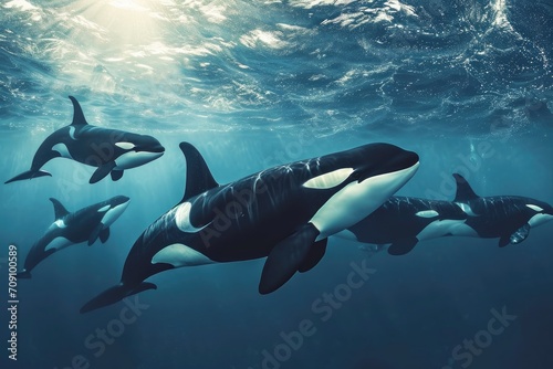 orca fish or killer whale swimming on under water of sea  © MAXXIMA Graphica