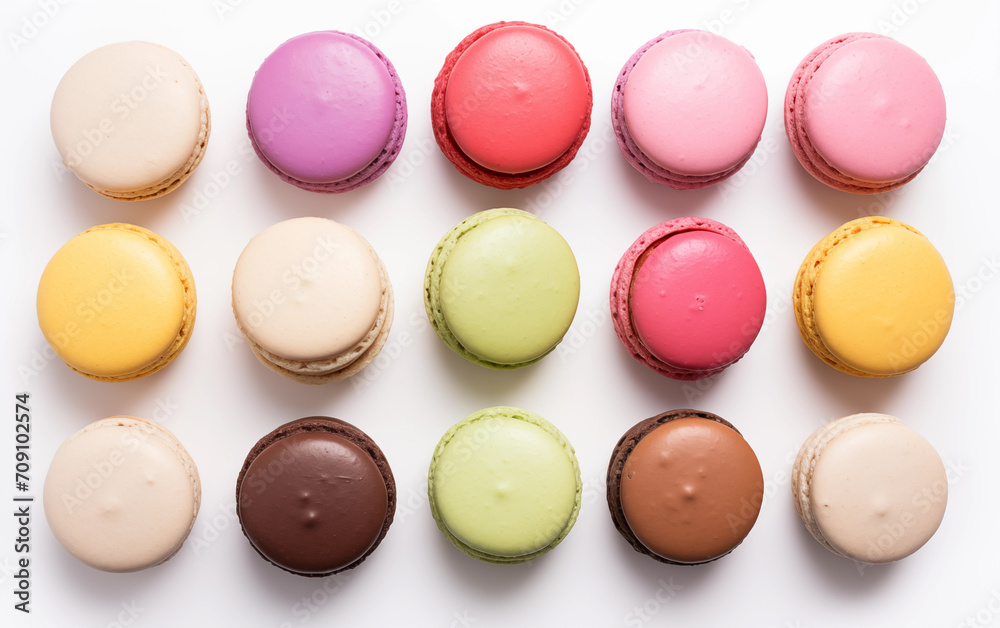 Macarons sweet cookies Isolated on White background Generated AI Macarons sweet cookies Isolated on White background Generated AI