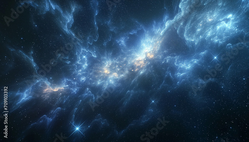 Blue sparkle galazy, background. Concept of astronomy, space © MarijaBazarova