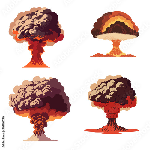 Nuclear Explosion Mushroom Cloud Atomic Bomb Blast Set