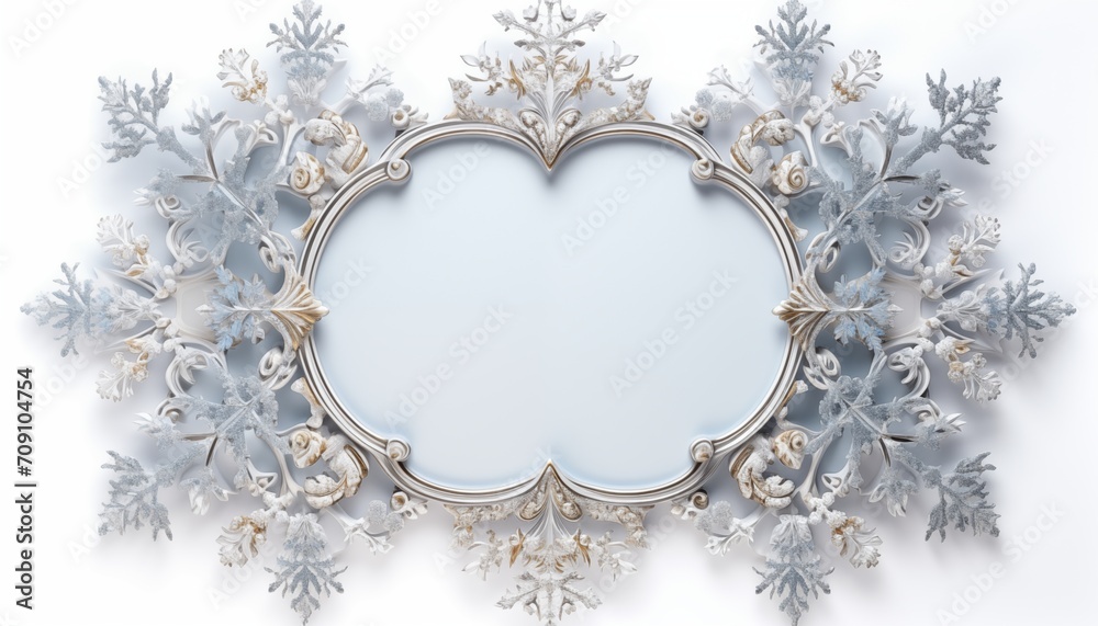 Fototapeta premium winter snow crystal frame