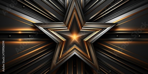 Black and gold star shaped background. generative AI