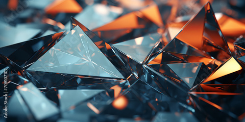 Close-up of shiny diamonds, rendered in 3D to highlight their triangular shards.