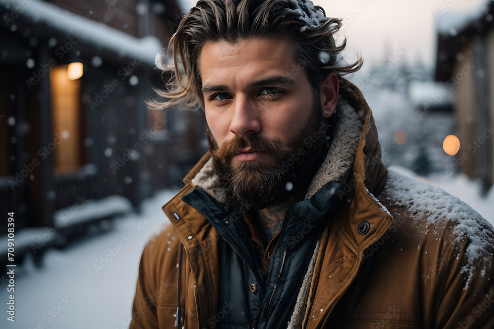portrait of a person in snow 