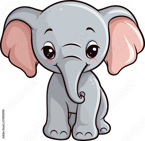 Cute elephant clipart design illustration