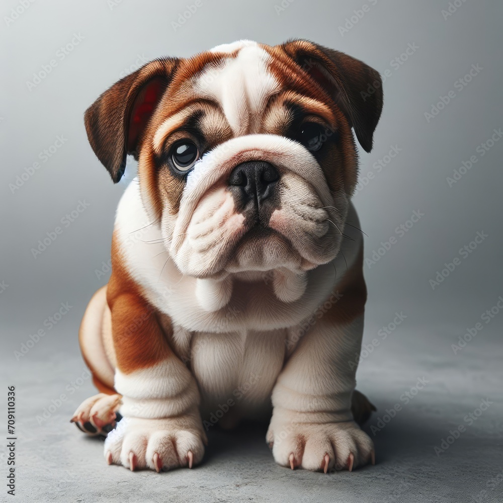 english bulldog puppy on white