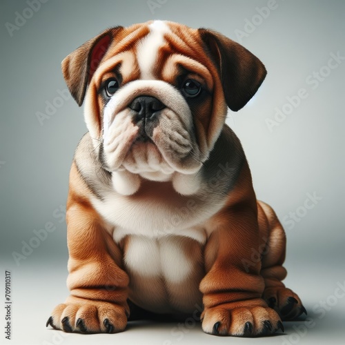 english bulldog puppy on white