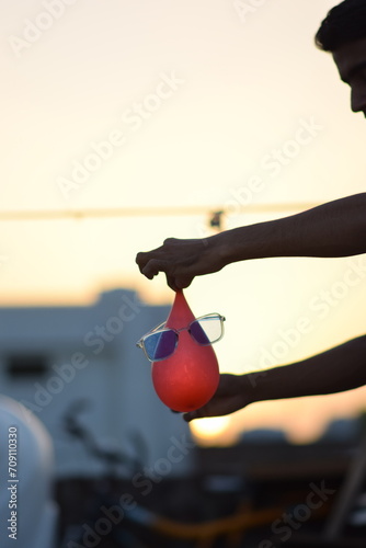 Balloon filled with the water