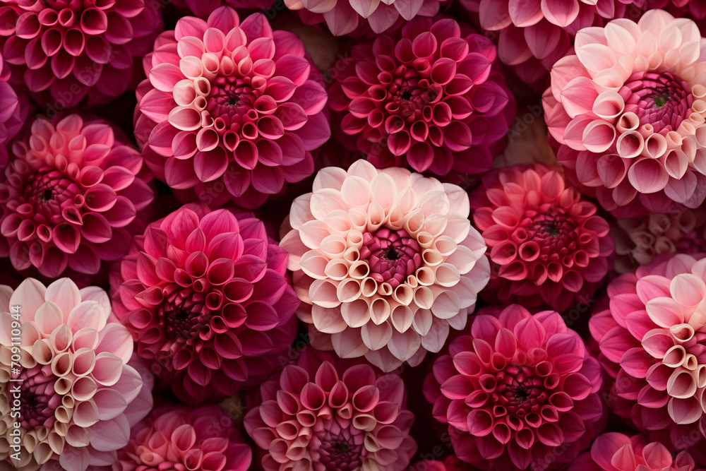 Illustrated background of DAHLIA buds Illustrated background of DAHLIA buds